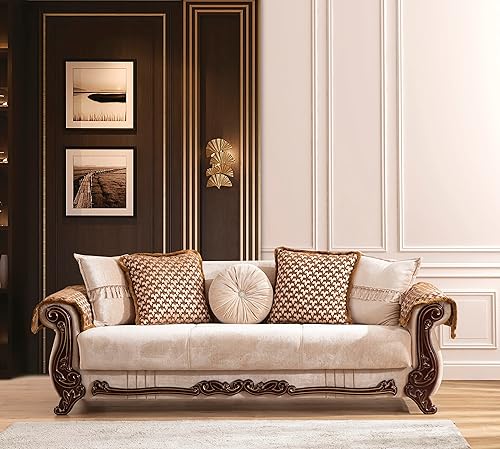 Traditional Style Sofa ed with Chenille Upholstery Made with Wood