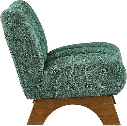 Miniatura 5 de Art Leon Silla decorativa moderna, sofá modular de tela sherpa, silla individual sin brazos con patas de madera para sala de estar, dormitorio,