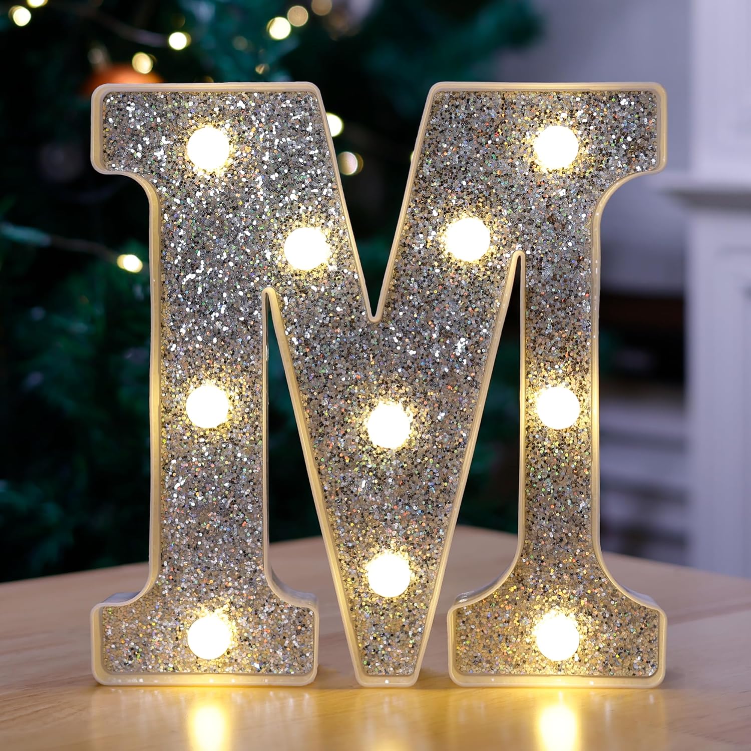 Amazon.com: TEHIBIEN Marquee Light Up Letters, Glitter Silver LED ...