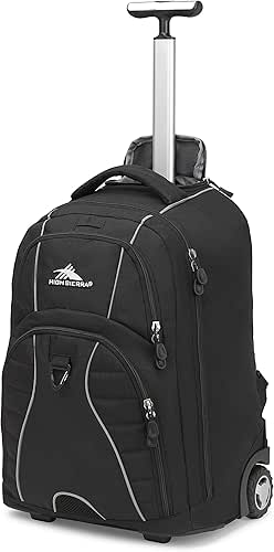 High Sierra Freewheel Wheeled Laptop Backpack, Black, 20.5 x 13.5