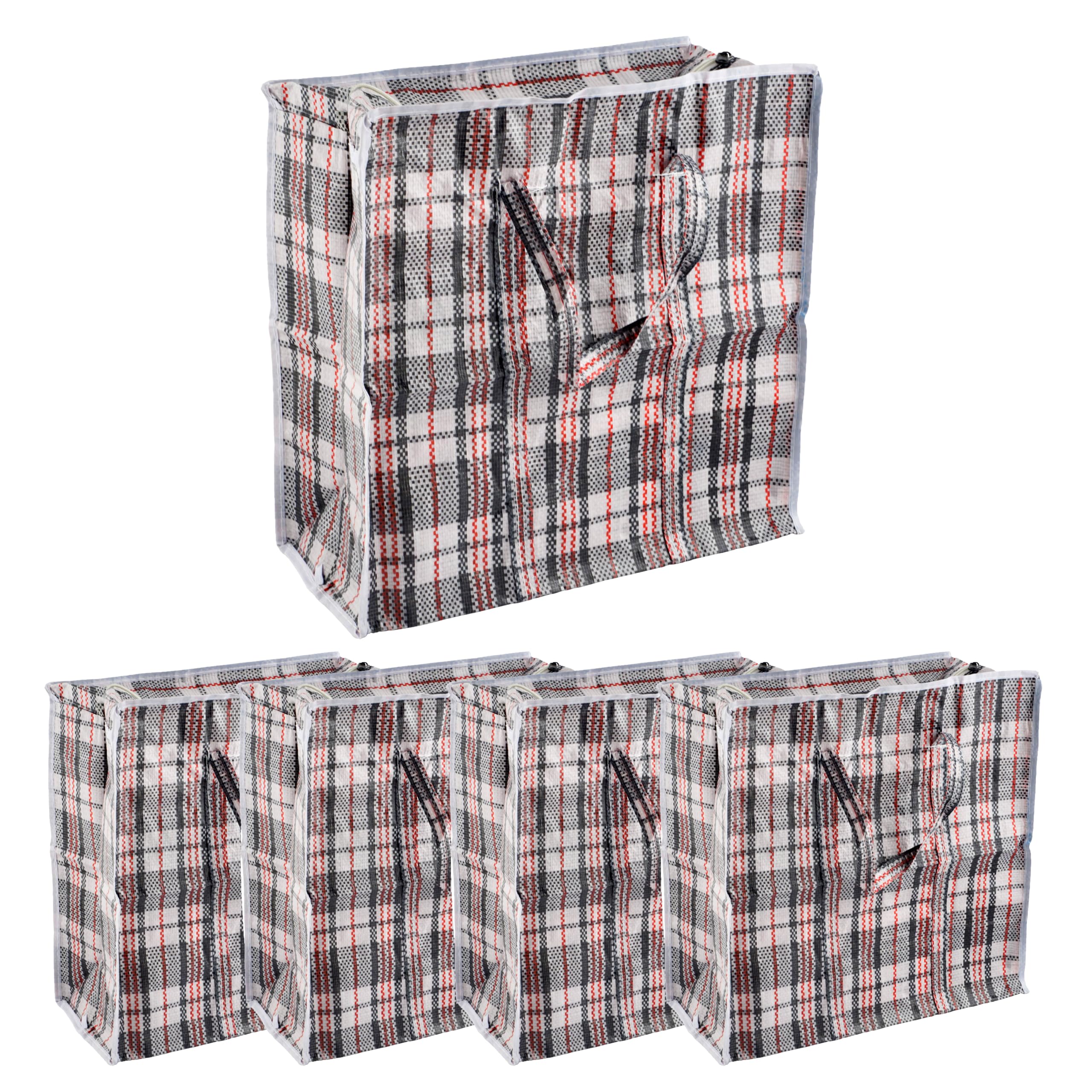 Homeshopa.com 5 Pack Homeshopa Small Laundry Bags, Heavy Duty Strong Durable Storage Bags For Laundry Moving House, Shopping, Clothing, Reusable Checkered Bag With Zipper & Handles, Waterproof Carrying Totes Bag