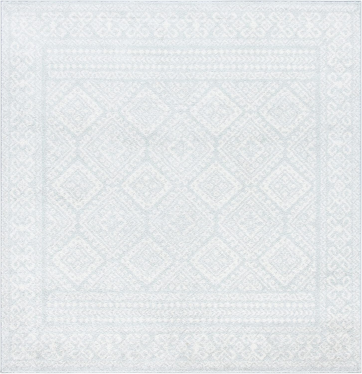 SAFAVIEH Tulum Collection Area Rug - 5' Square, Light Grey & Ivory, Moroccan Boho Distressed Design, Non-Shedding & Easy Care, Ideal for High Traffic Areas in Living Room, Bedroom (TUL264G)