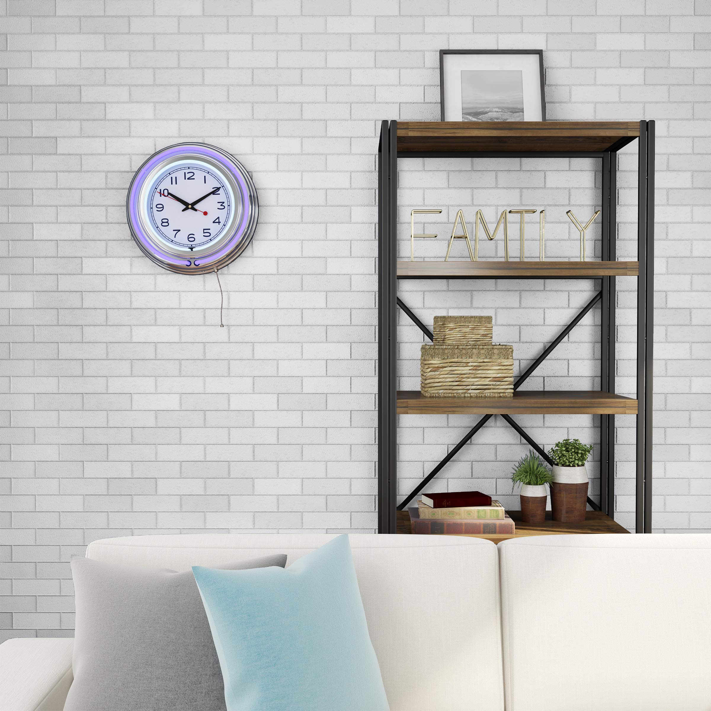 Lavish Home Retro Neon Wall Clock Battery Operated Wall Clock Vintage