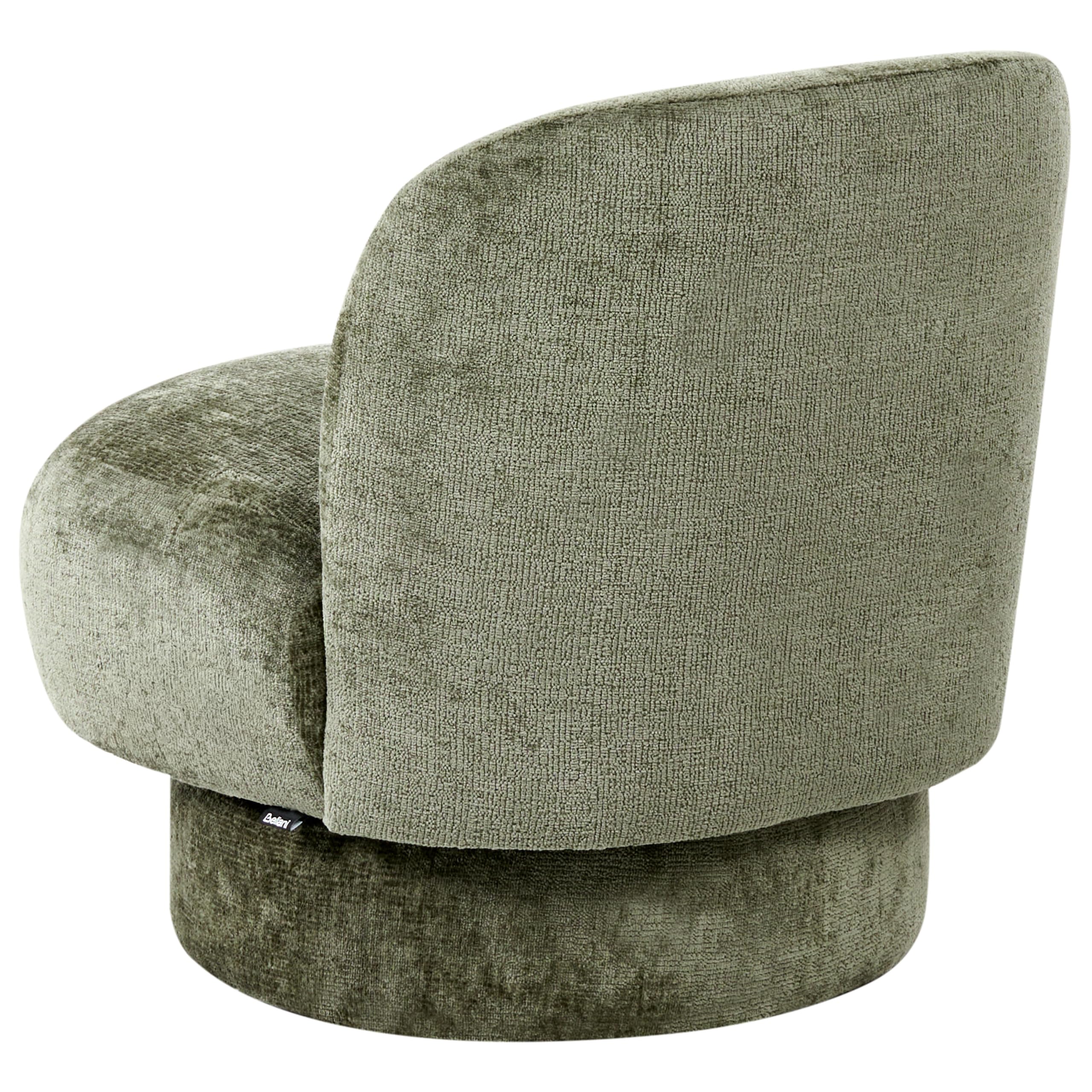 Fauteuil Pivotant en Tissu Chenille Dossier Incurvé Rembourré Vert Aylo