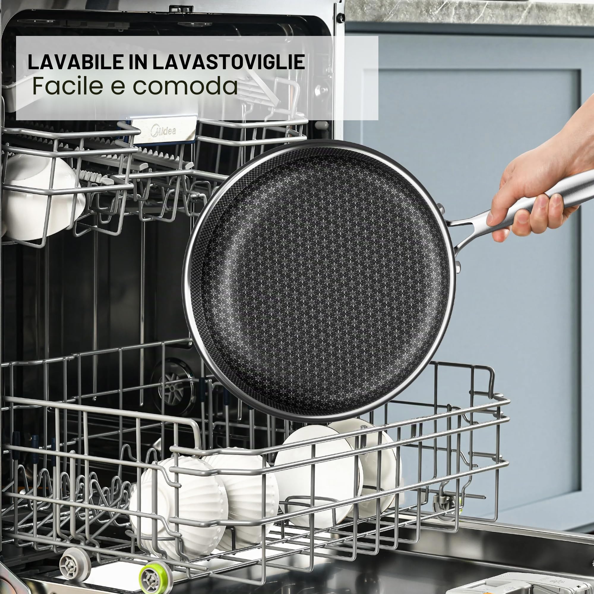 RIOVARM Acciaio inossidabile Set di padelle Induzione Antiaderente Padella Wok 20cm 26cm 30cm Lavabile in lavastoviglie Sicura per il forno Padelle e padelle universali per tutti i tipi di fornelli