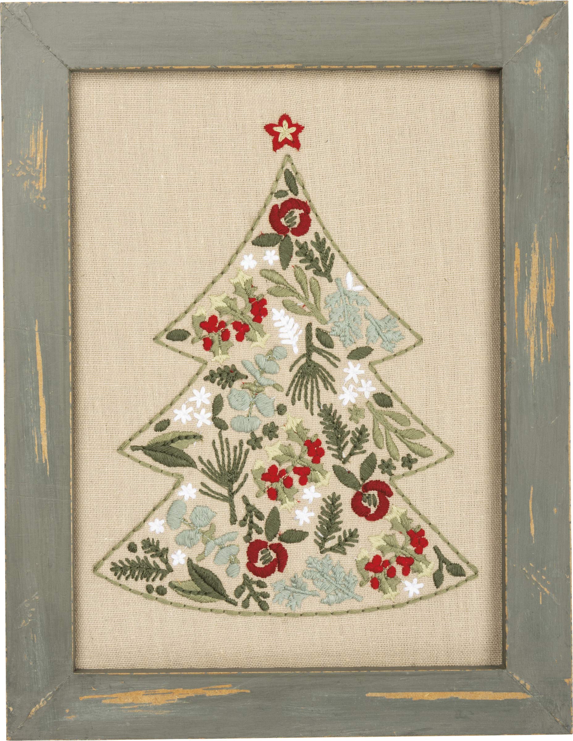 Arbre Primitives by Kathy Couture deco maison gris vert rouge 21x27cm