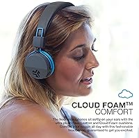 Vista 7 de JLab Auriculares de neón con cable, grafito/azul, luz de plumas, cuero ecológico ultra afelpado, controladores de 1.575 in, garantizados de por vida