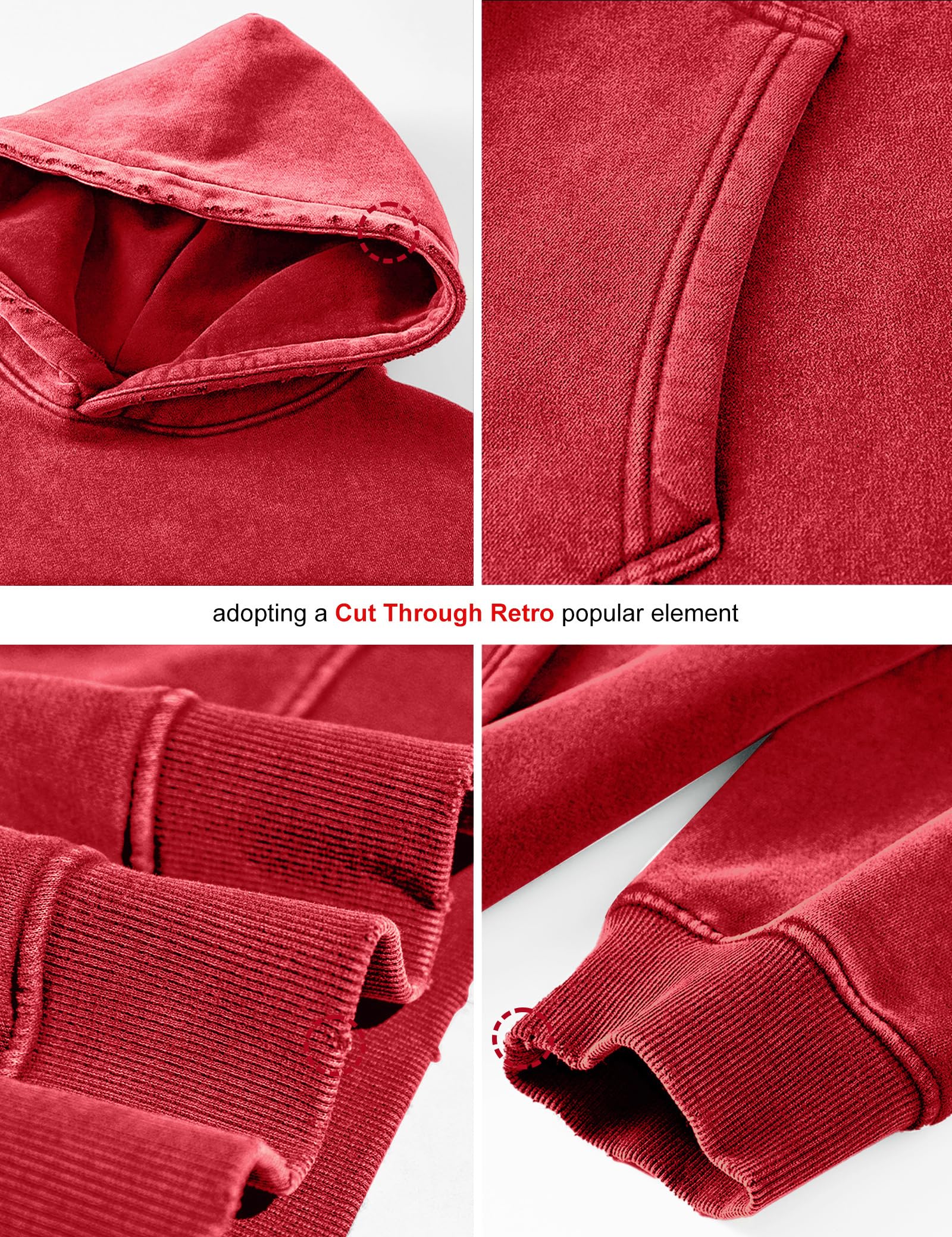 FAIABLE Sudadera con capucha para hombre, de gran tamaño, de felpa, con capucha, retro, pesada, para hombres, parejas, invierno