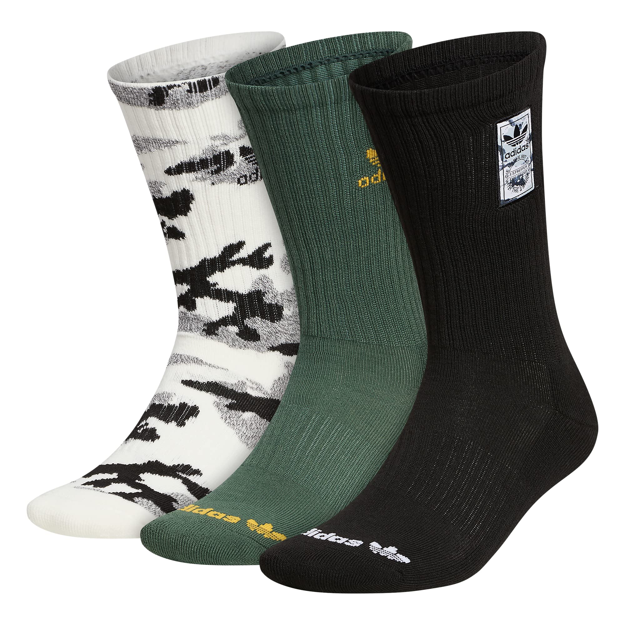 adidas OriginalsMens Mixed Graphics Cushioned Crew Socks (3-pair)