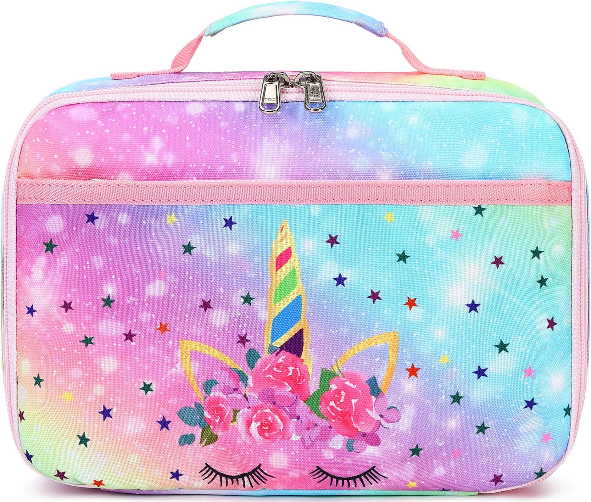 Kids Lunch Box Boys Girls Insulated Lunch Cooler Bag Reusable Lunch Tote Kit for School Travel (058 Unicorn Rainbow)