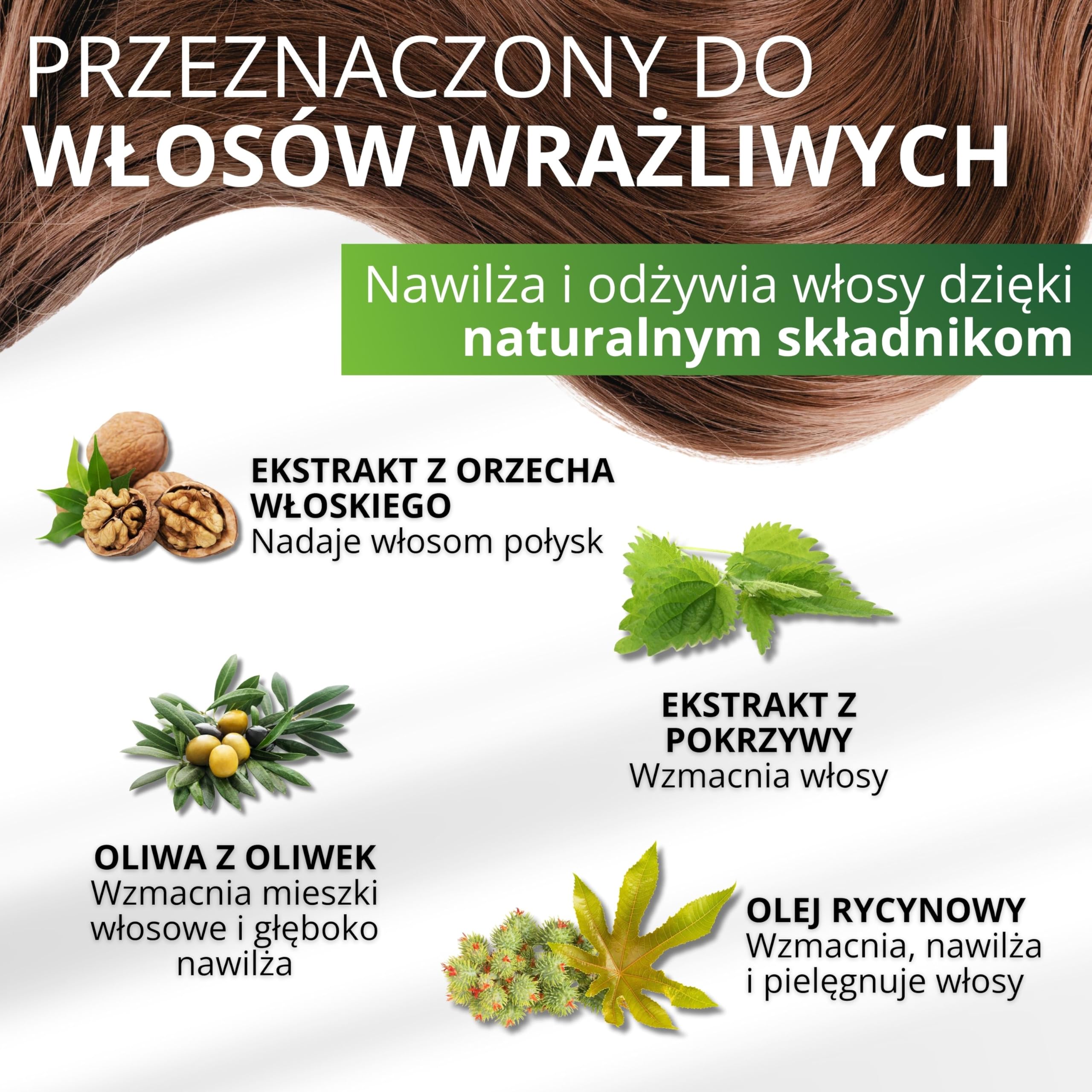 Krem do farbowania włosów z ekstraktem z henny i pokrzywy - czekolada 6, bez amoniaku, siarczanów, bez parabenów
