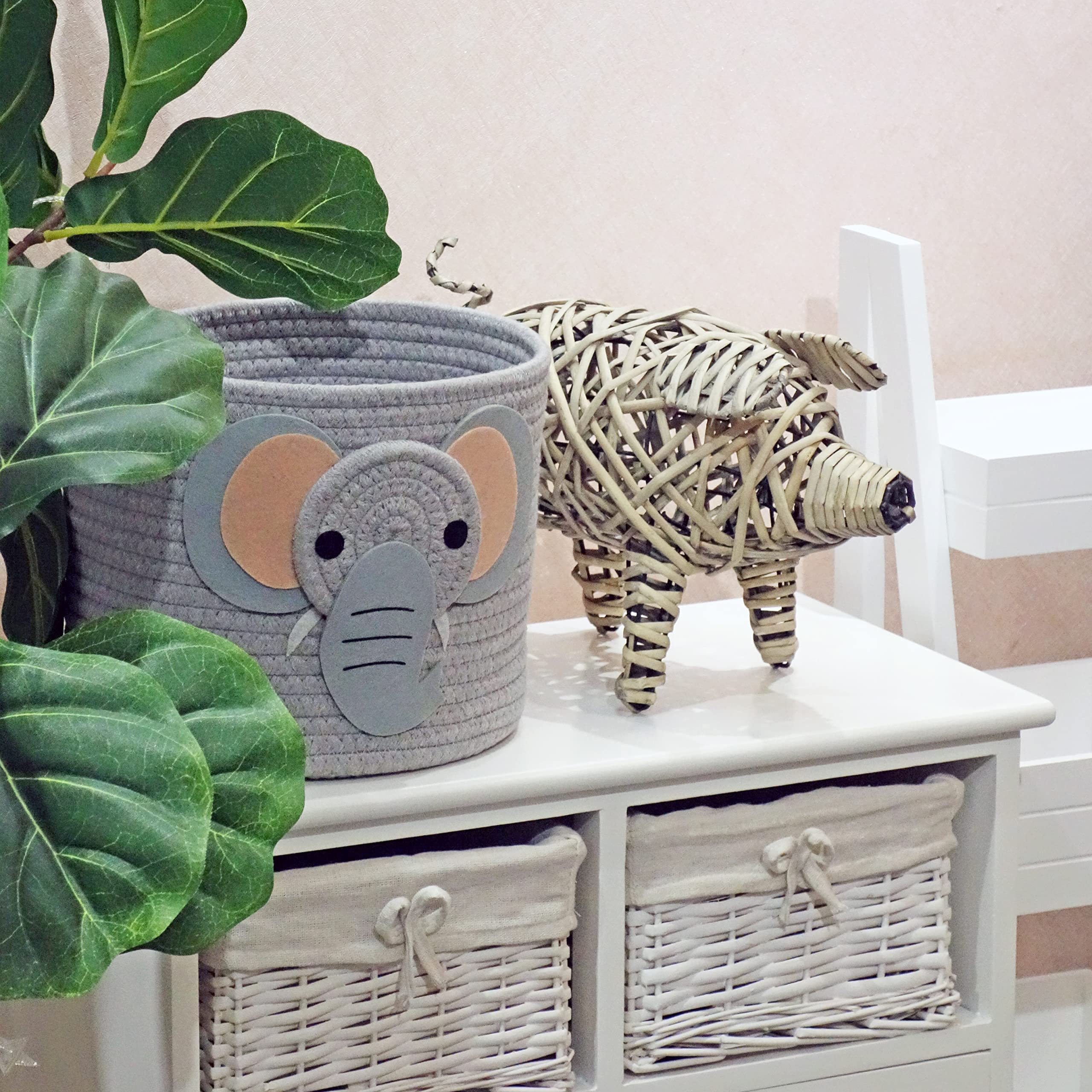 Cestas pequeñas de cuerda de algodón con diseño de safari para organizador de pañales de bebé, almacenamiento de guardería, decoración de habitación de niños, organizador de habitación 8
