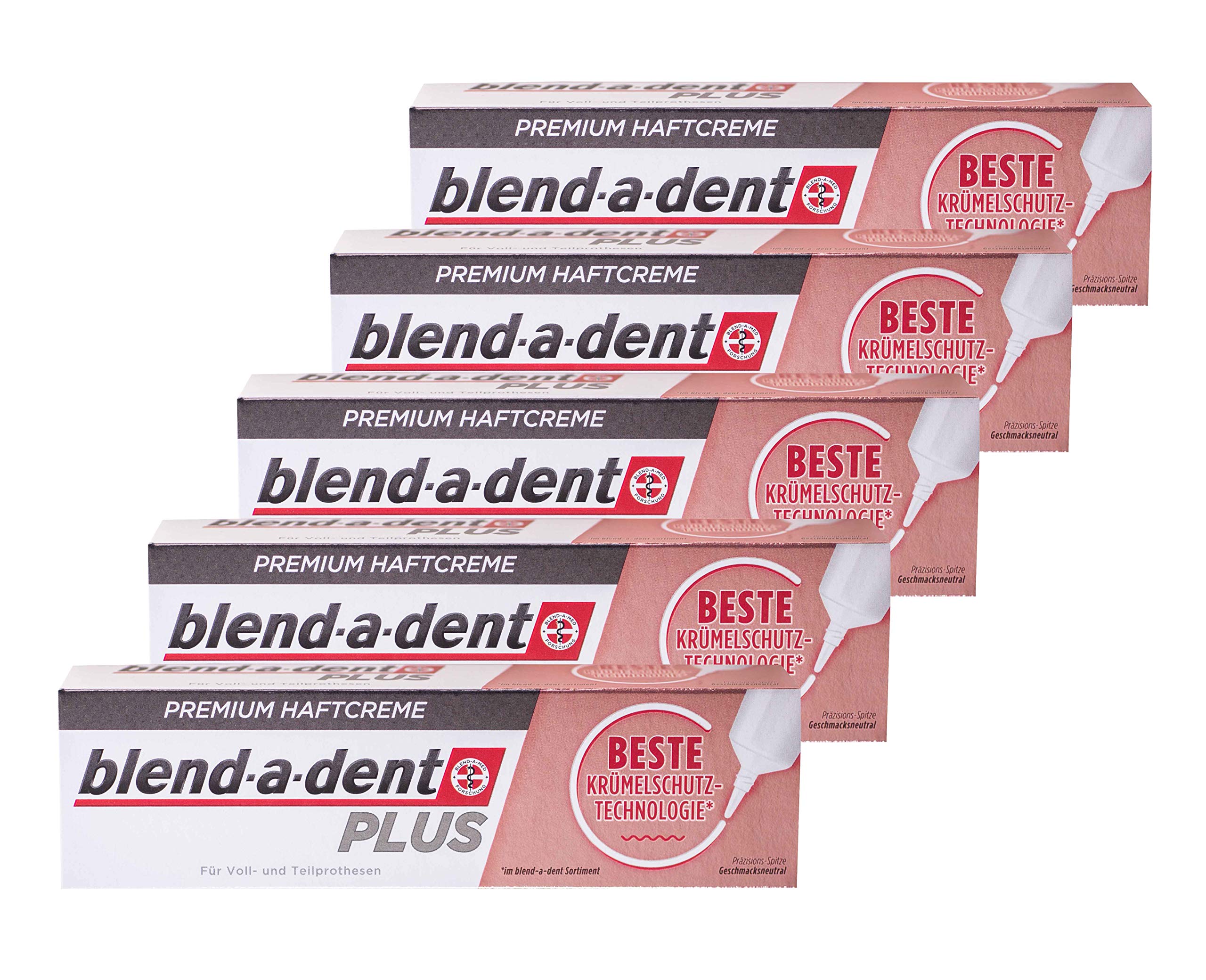 Blend a Dent Plus Premium - 5 creme adesive anti-graffio, 40 g, per protesi complete e parziali
