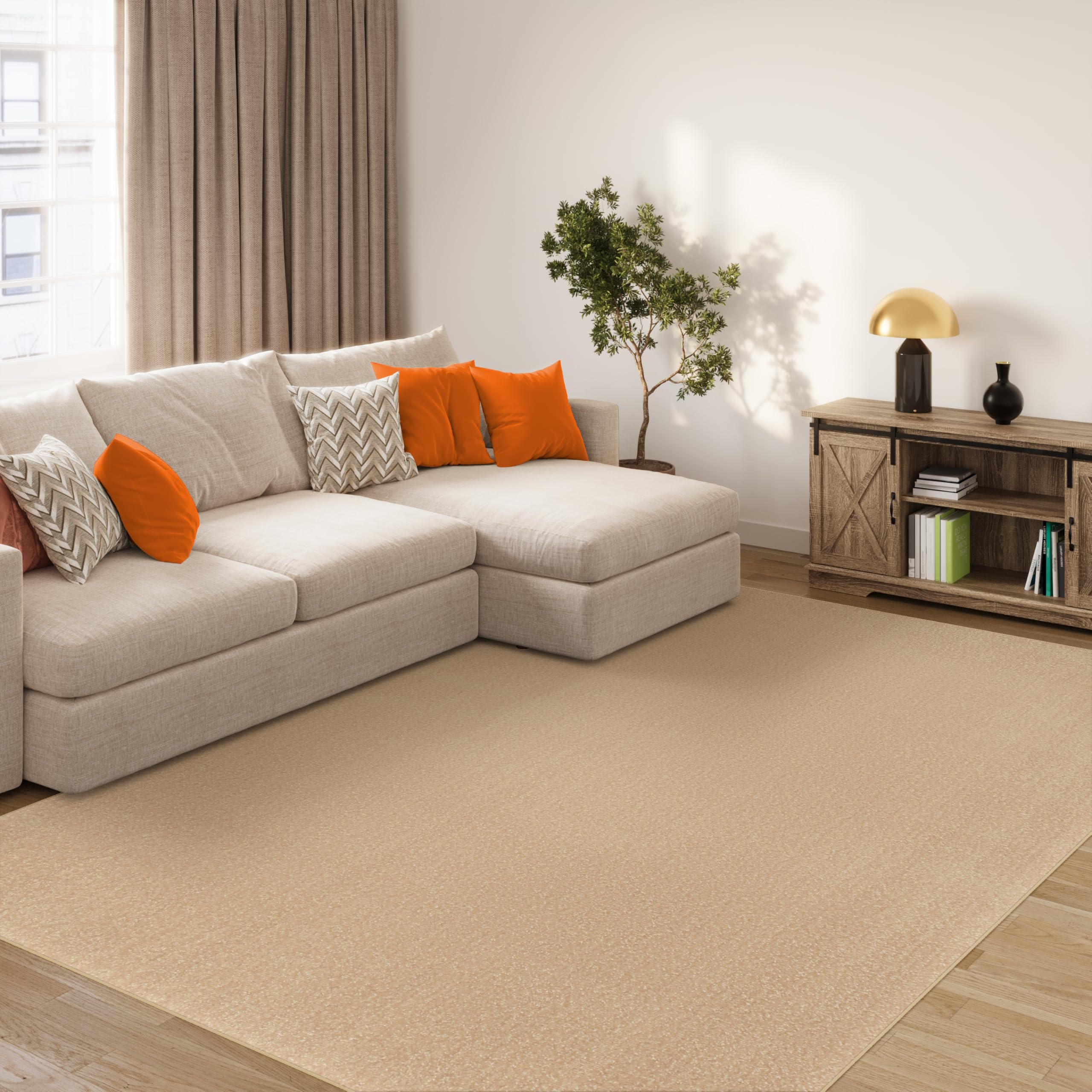 TAPISO Mono Tappeto da Esterno Beige a Tinta Unita Resistente alle Intemperie per Patio Balcone Terrazza e Giardino Facile da Pulire UV Oeko Tex Certificato Design Moderno 160 x 220 cm