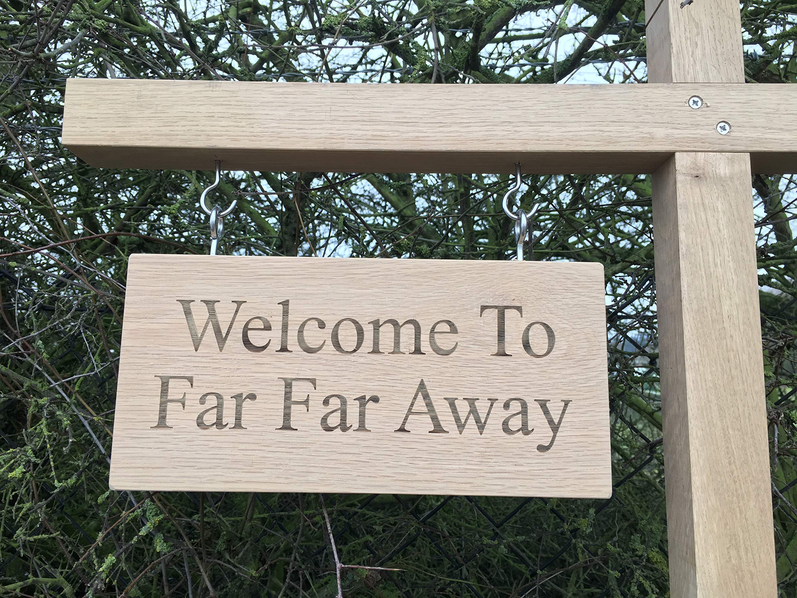 Double Sided Engraved Oak Personalised Wooden Hanging House Name/Number Sign