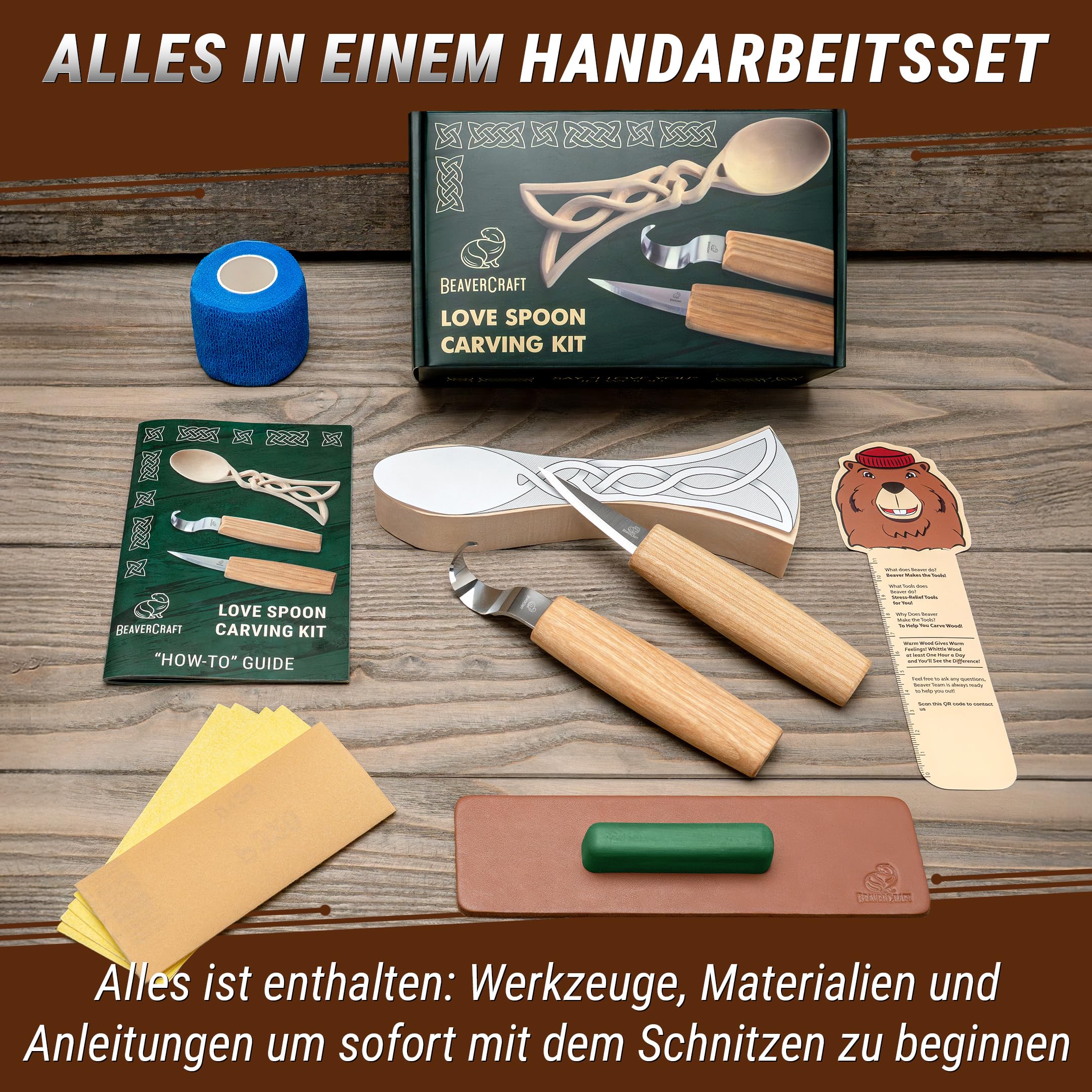 BeaverCraft - Löffelschnitzset für Anfänger DIY04 - Holzschnitzerei Schnitzel Hobby Kit für Erwachsene und Jugendliche