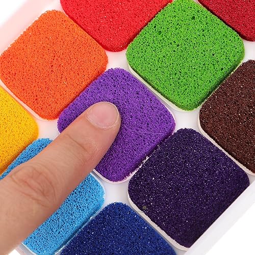 Miniatura 9 de EXCEART 1 juego de almohadillas de tinta de colores lavables para pintar manualidades y huellas dactilares y piel para niños y niñas y adultos
