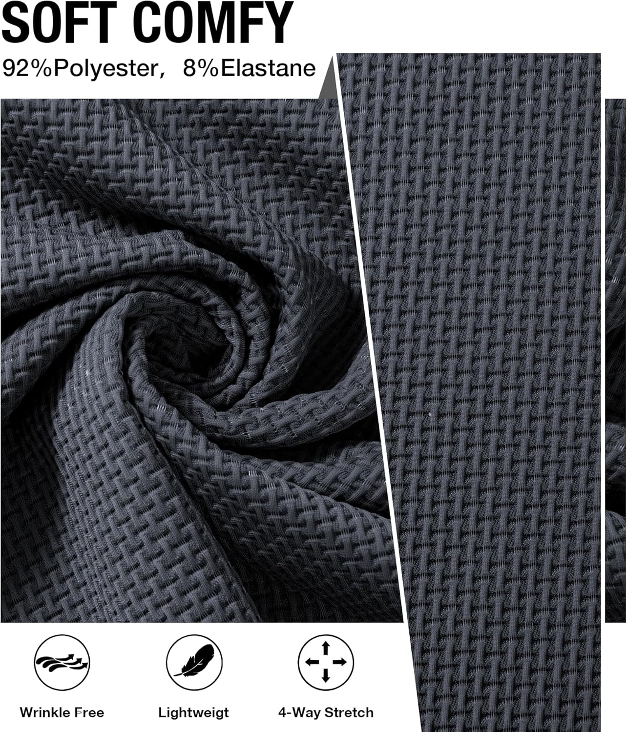 V VALANCH Mens Texture Polo Shirts Short Sleeve Lightweight Cool Dry Business Casual Golf Polo Collared Shirt - Image 5