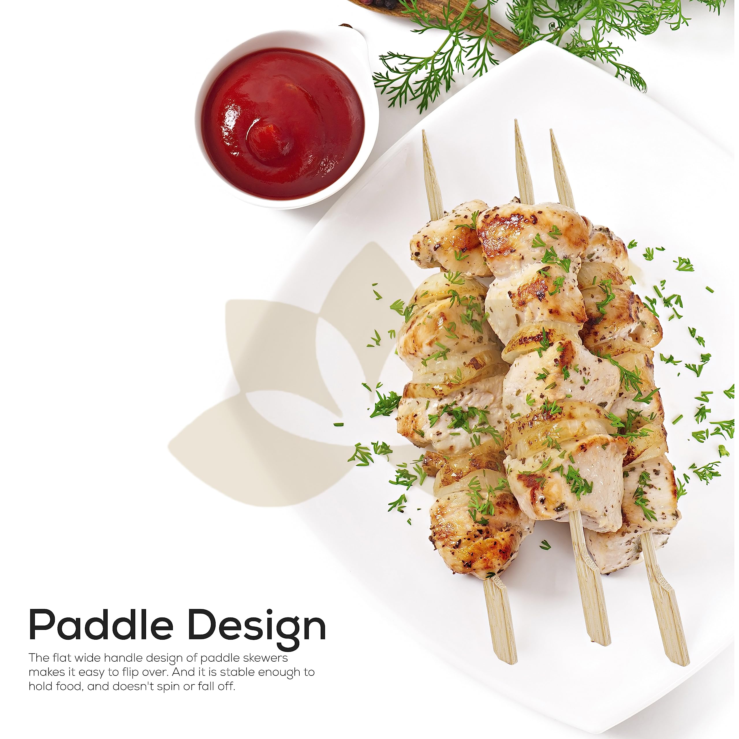 Swastha Hygiene (6 inch, 100) Wooden Gun Stick Skewers β Paddle Skewers Set for Outdoor Dining, Ideal for Starters Like for Appetizers, Fruits, Kababs, Snacks & Barbecue 3