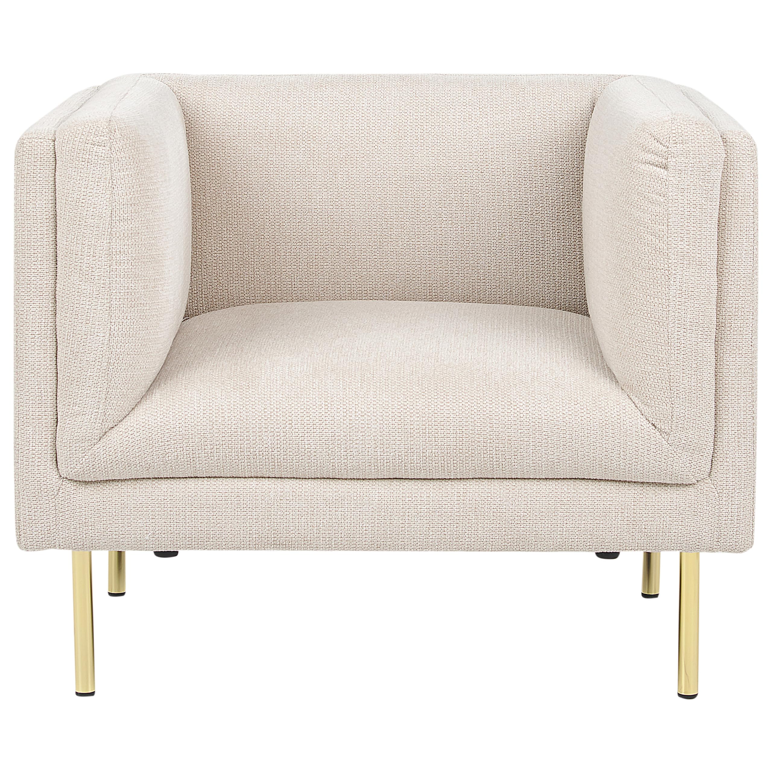 Beliani Sessel aus Stoff beige/goldene Beine mit Armlehnen modern Moen