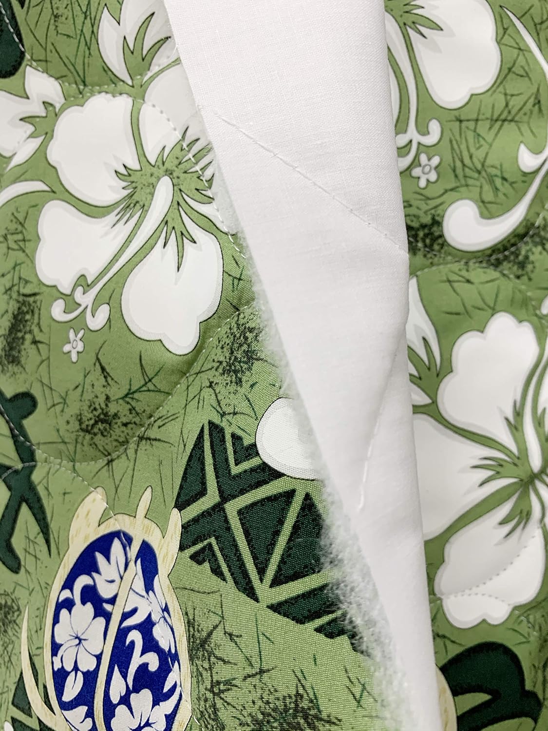 Quilted Fabric - 100% Cotton - 56 inch Wide - Sold by Yard - Turtle - Hibiscus - Floral - Leaves - Hawaiian - Ferns (Aloha Turtle Green)
