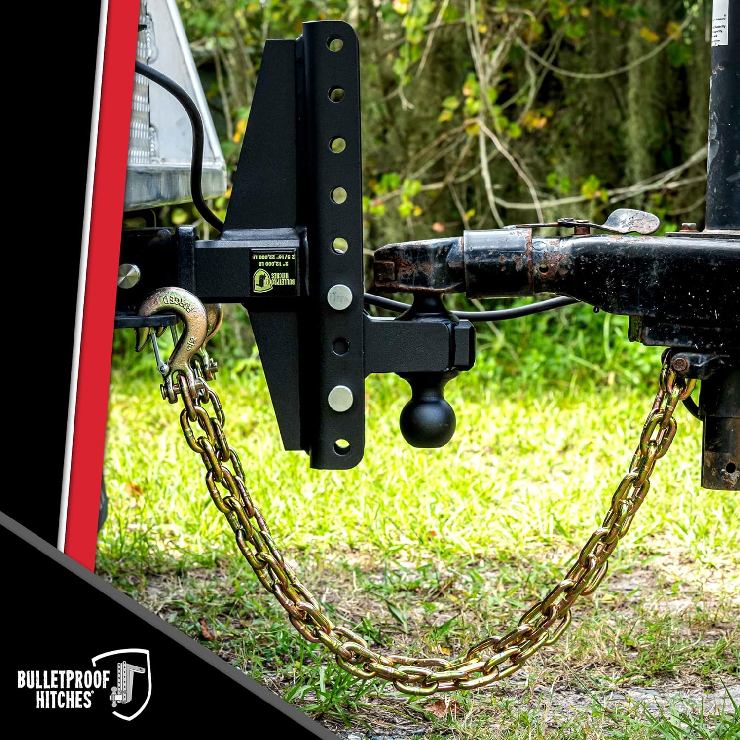 BulletProof Hitches - 5/16" Trailer Safety Chains with Hooks - Grade 70 Trailer Chains with Hooks - Rated to 18,800 lbs with a Working Load Limit of 4,700 lbs - Gold Chromate, Corrosion Resistant