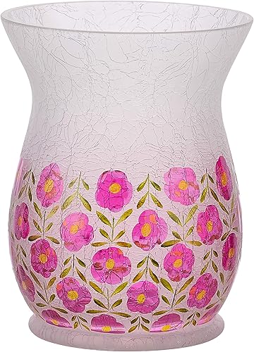 Miniatura 6 de Pavilion Gift Company Juego de 3 velas esmeriladas florales pintadas a mano, 3 pulgadas, 3 portavelas surtidos