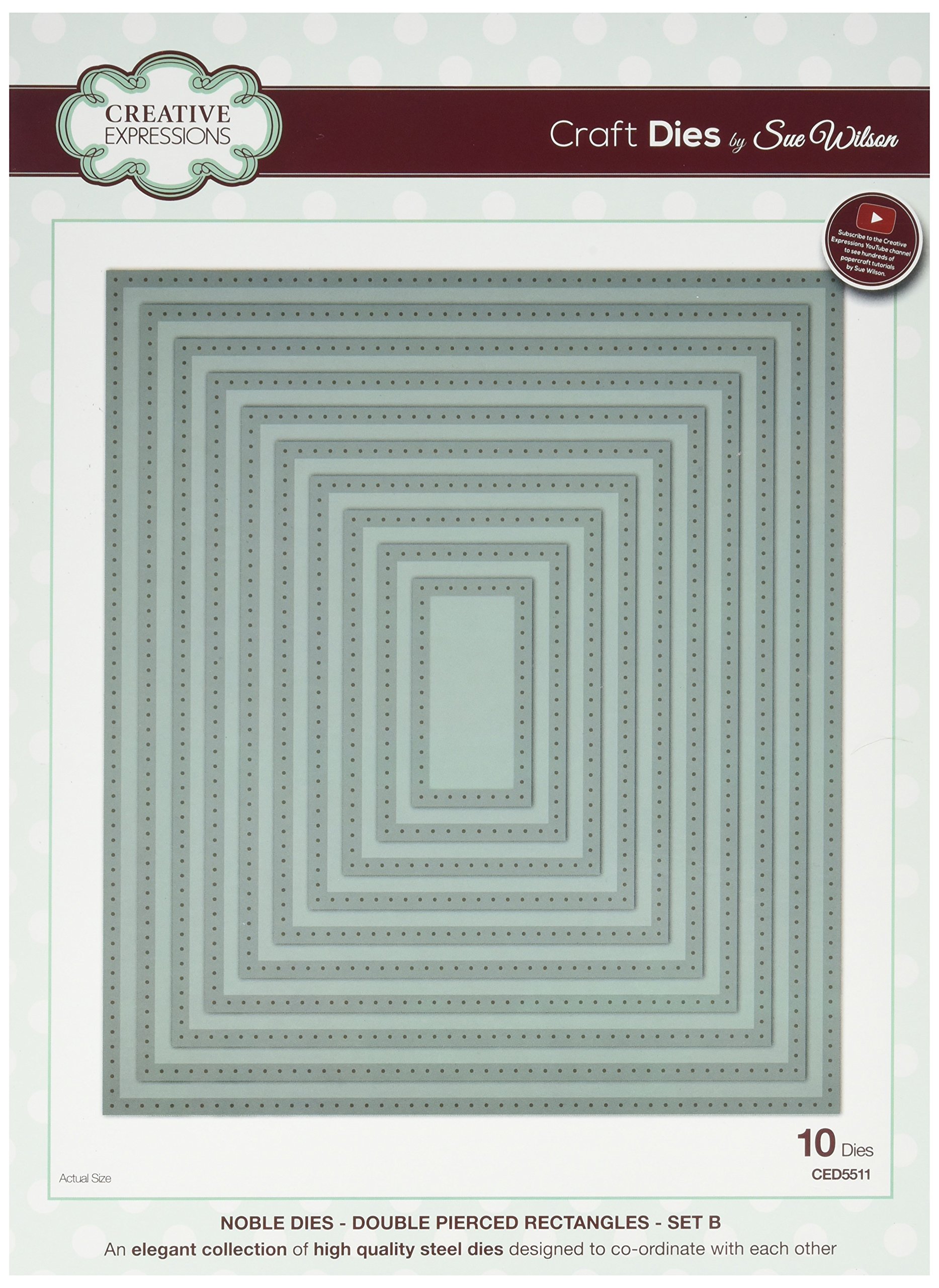 Sue Wilson Noble Double Pierced-Rectangles B Die Set, Metal, 10