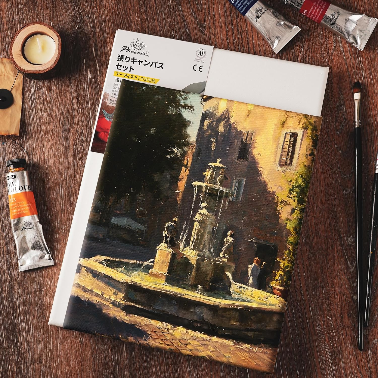 PHOENIX ナチュラル色合い 綿化繊混紡 張りキャンバス F50 (116.7cmX91