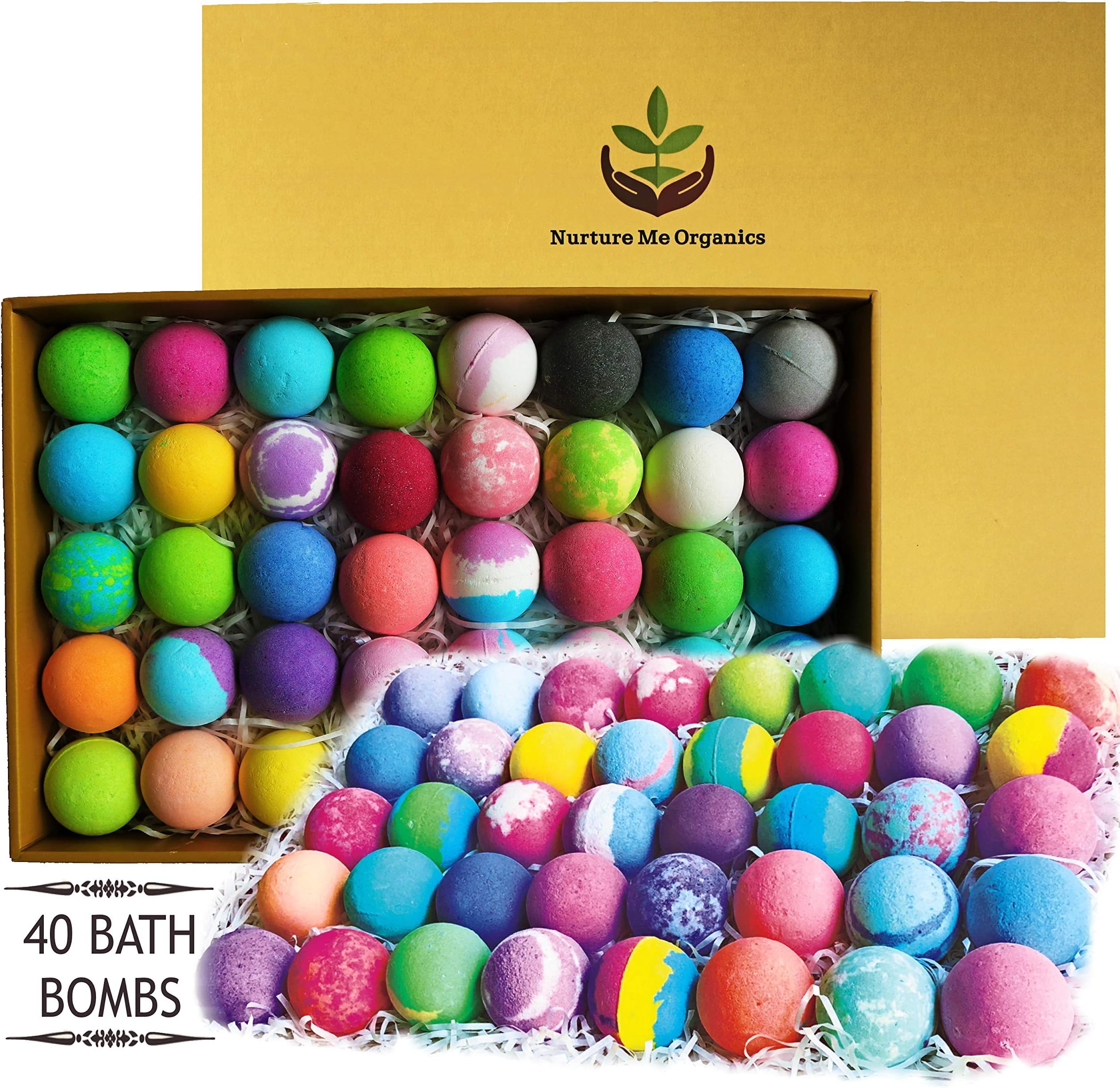 40 pc Organic Handmade Bath Bombs for Women, Men & Kids! Dry Skin Moisturize Spa Bath Bombs 100% Natural & Safe for Sensitive Skin. Sulfate Free