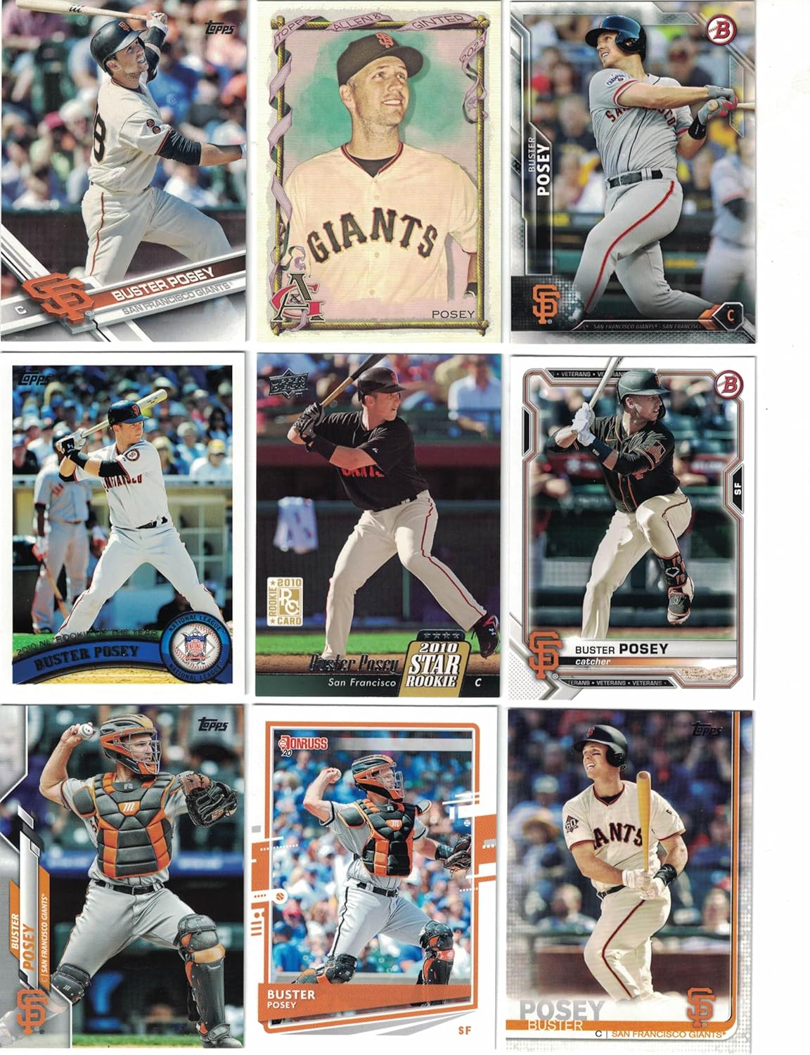 Buster Posey - 25 Different Buster Posey Baseball Cards! *Includes* The 2010 Buster Posey Upper Deck Rookie Card! All Different! San Francisco Giants - Former World Series Champs!
