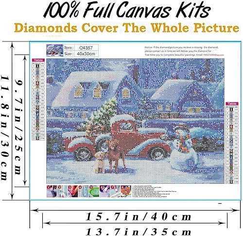 Miniatura 2 de Kits de pintura de diamantes de Navidad para adultos, kits de arte de diamantes de invierno para adultos, camiones rojos con puntos de diamante para