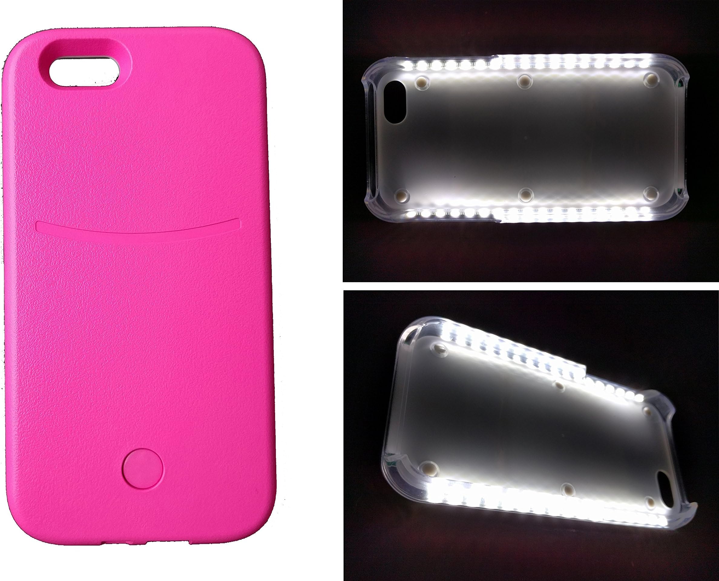 Bright LED Illuminated Phone Case for Iphone, Protect phone, Variable Dimmer, Internal Rechargeable Battery, Micro USB Cord, Power bank, Bright Selfie / Facetime (Iphone 5 se Pink)
