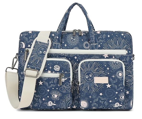 Canvaslove Muti-Pockets Laptop Sleeve Case Bag,Rebound Bubble Cushioned Laptop Shoulder Bag Fits Laptop 15.6 inch-16 inch (Sol de Mayo) - Sol De Mayo(muti-pockets)