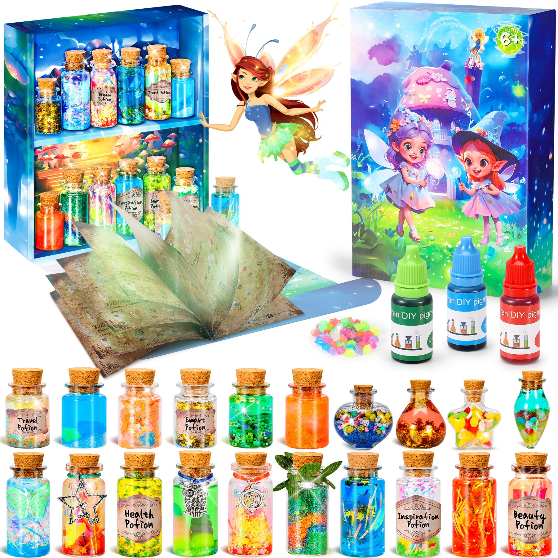 Magic Wizard Potions Kit for Kids, 20 pcs Mystery Potion Making Kit for Children, Halloween Crafts/Halloween Gifts/Christmas for Boys Girls Ages 6 7 8 9 10+