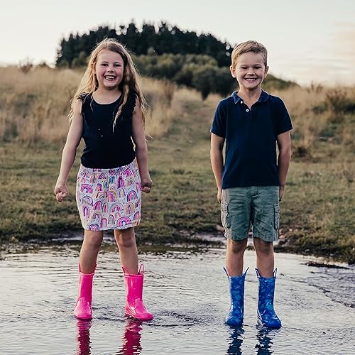 Miniatura 6 de HISEA Botas de lluvia para niños y niñas, botas de goma impermeables con asas fáciles de poner, botas de lluvia de PVC sin costuras, zapatos de
