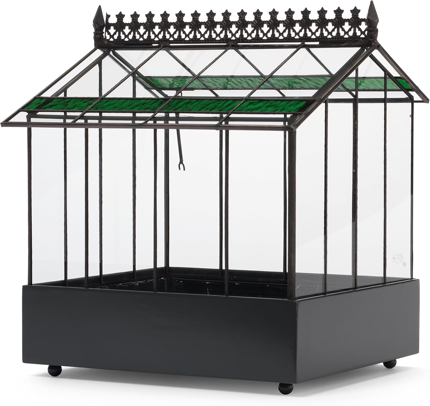 H Potter Glass Terrarium Planter Wardian Case Container with Green Glass Accent for Succulent Plants Flowers Orchids Foliage and More WAR143 : Patio, Lawn & Garden