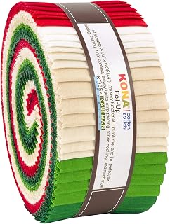 Robert Kaufman Kona Cotton Solids Holiday Roll Up 2.5" Precut Cotton Fabric Quilting Strips Jelly Roll Assortment RU-780-40