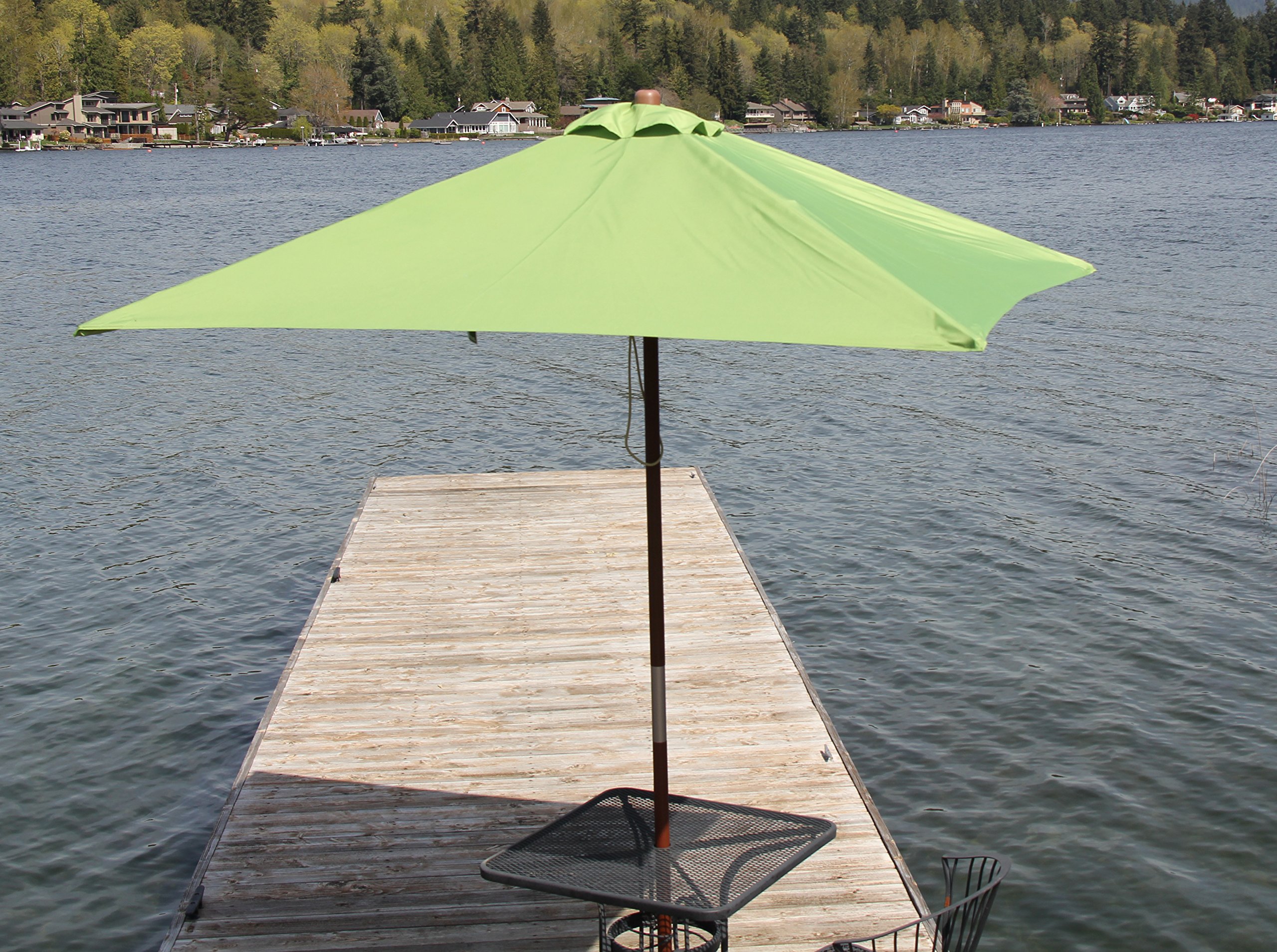 Heininger 1234 DestinationGear 6.5' Square Lime Classic Wood Patio Umbrella Patio, Lawn & Garden