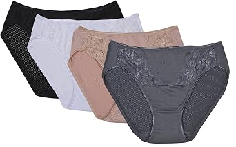 RUFINA #6026 - Pack of 4 -Womens Bikini Mesh Brief, Breathable Panties, Comfortable Underwear