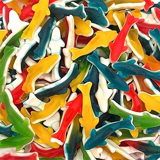 Gummy Sharks Candy Mix | 1 Pound Bag | Assorted Fruit Flavors Shark Gummies | Chewy Gummy Fish for Parties and Candy Buffets | Blue Raspberry, Lime, Lemon, Cherry