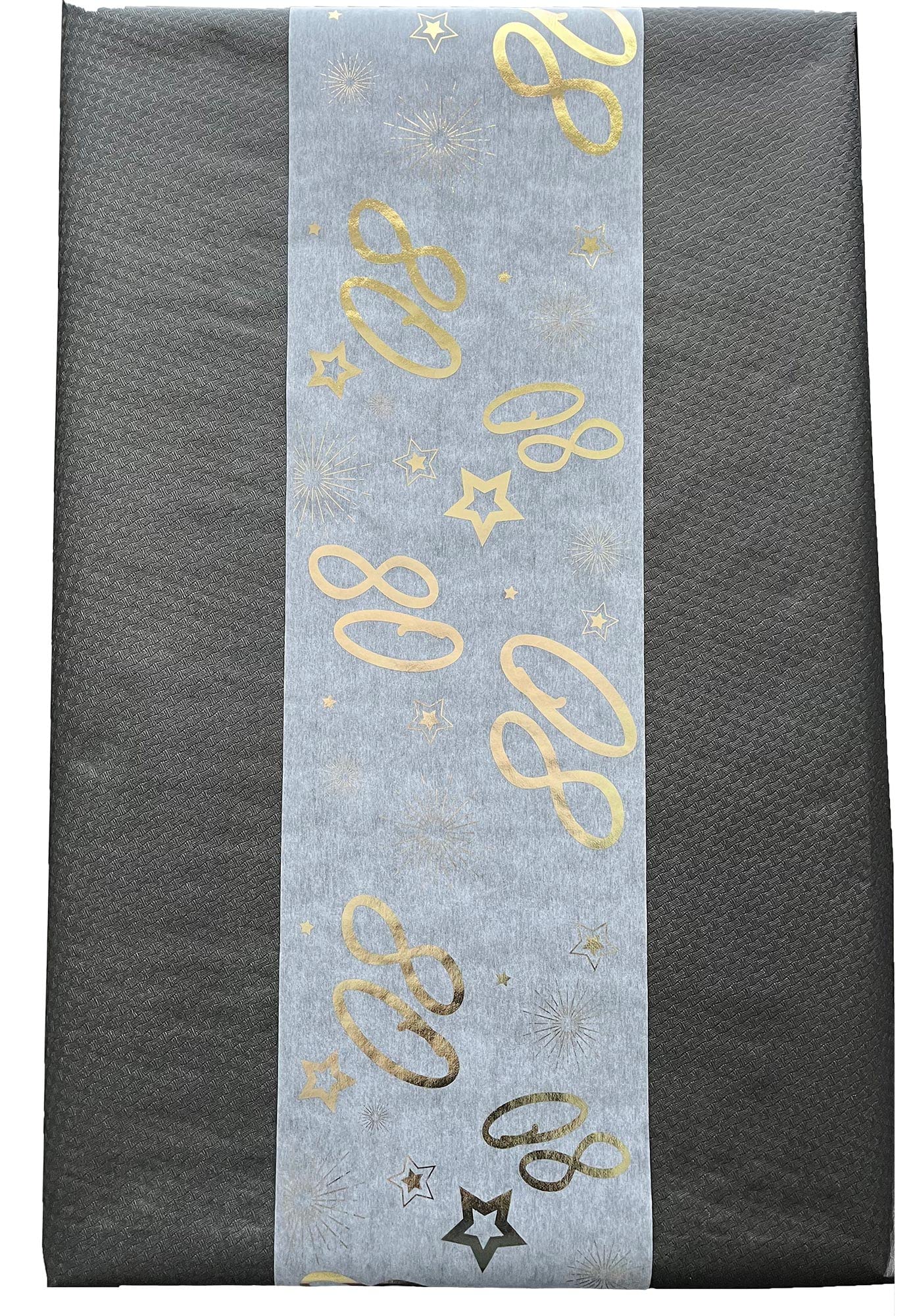 Tralala Fêtes© Tafelloper voor 60e verjaardag - lint voor tafeldecoratie, goud, vlies, chique decoratie voor verjaardag, wit en goud, glanzende rol
