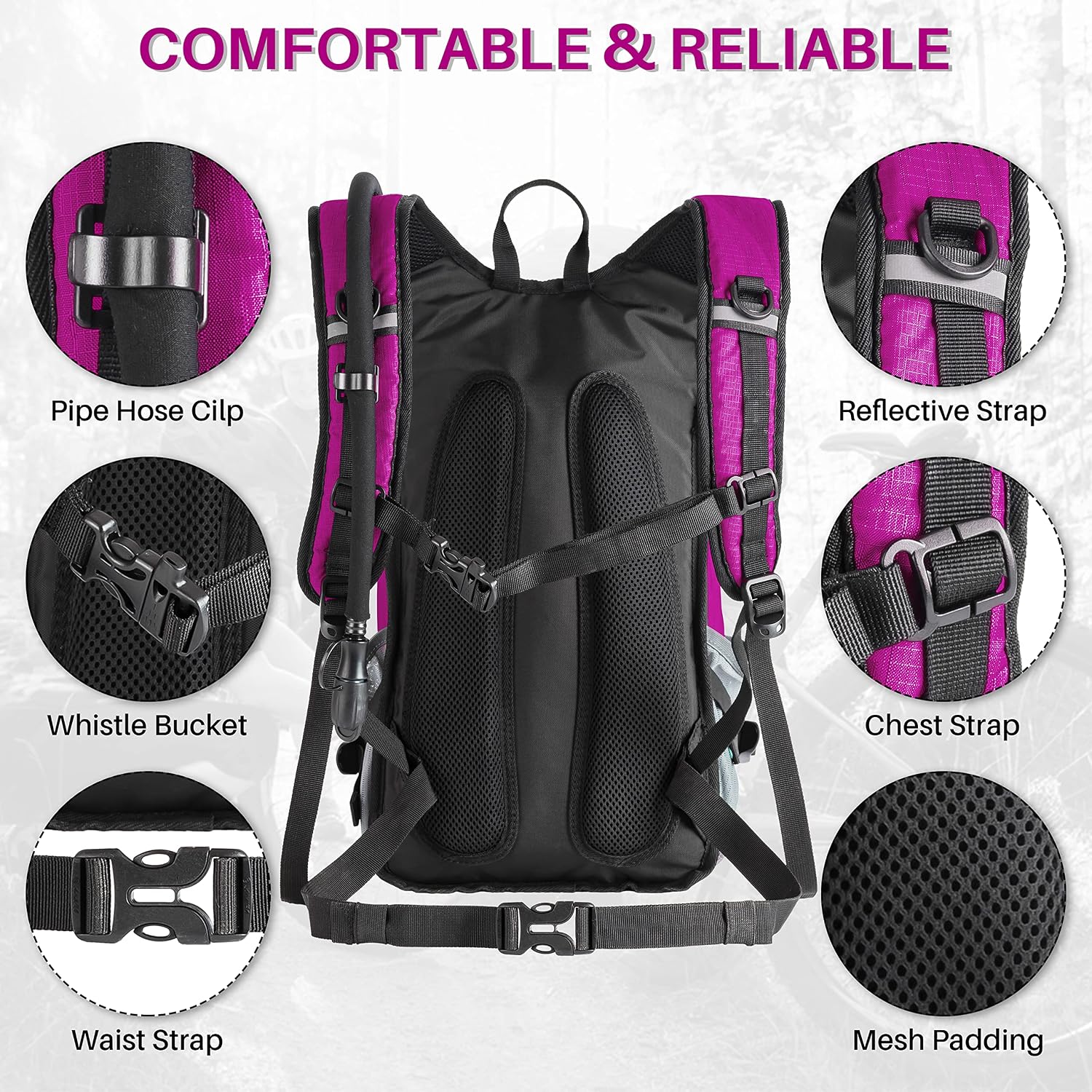 ROCKRAIN Hydration Backpack, WindSeeker Insulation Hydration Pack with 2.5L BPA Free Leak Proof Water Bladder, Prefect for Outdoor Gear, Perfect for Cycling Hiking Running for Men, Women