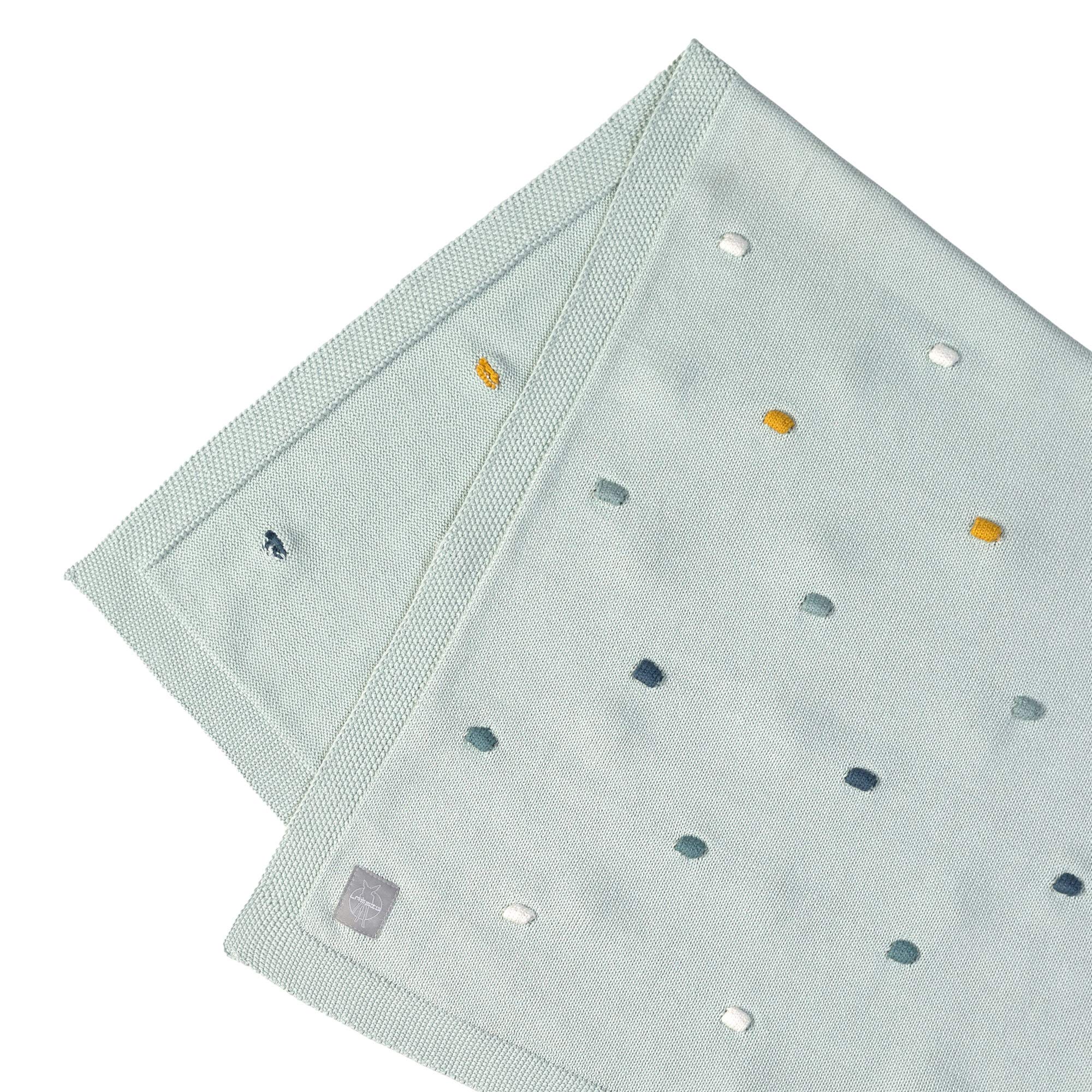 LÄSSIG Coperta per bebè lavorata a maglia coperta coccolosa coperta per bebè lavorata a maglia 100% cotone biologico GOTS/Knitted Blanket Dots light mint