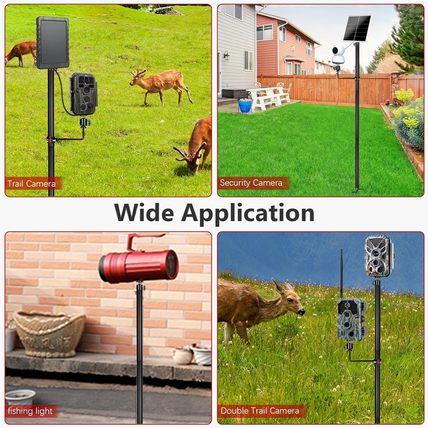 2Pcs Trail Camera Mount, 2-in-1 Adjustable Heavy Duty Metal Camera Mount, 360° Swivel Mounts, Universal 1/4"-20 Thread for Hunting, Wildlife Monitoring and Home Security (Black, 57.4In)