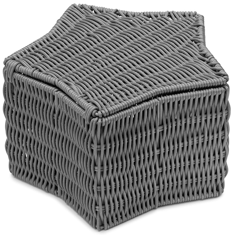 Amazon｜星型のウィッカーバスケット 蓋付き｜かご・バスケット