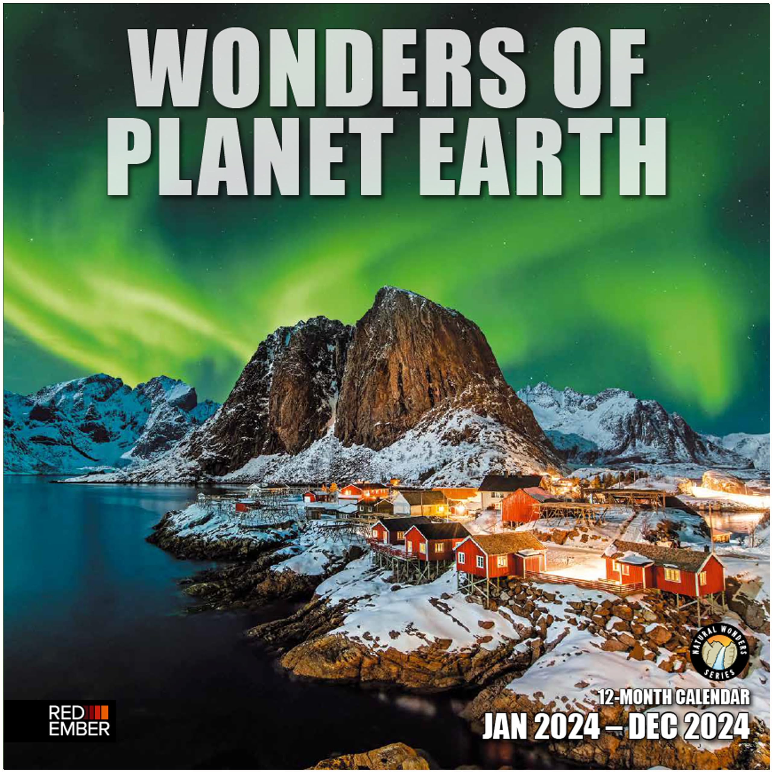 RED EMBER Jumbo Large Print Wonders of Planet Earth 2024 Hangable Monthly Wall Calendar | 12" x 24" Open | Oversized Letters & Numbers | Any Pencil or Pen Works Great