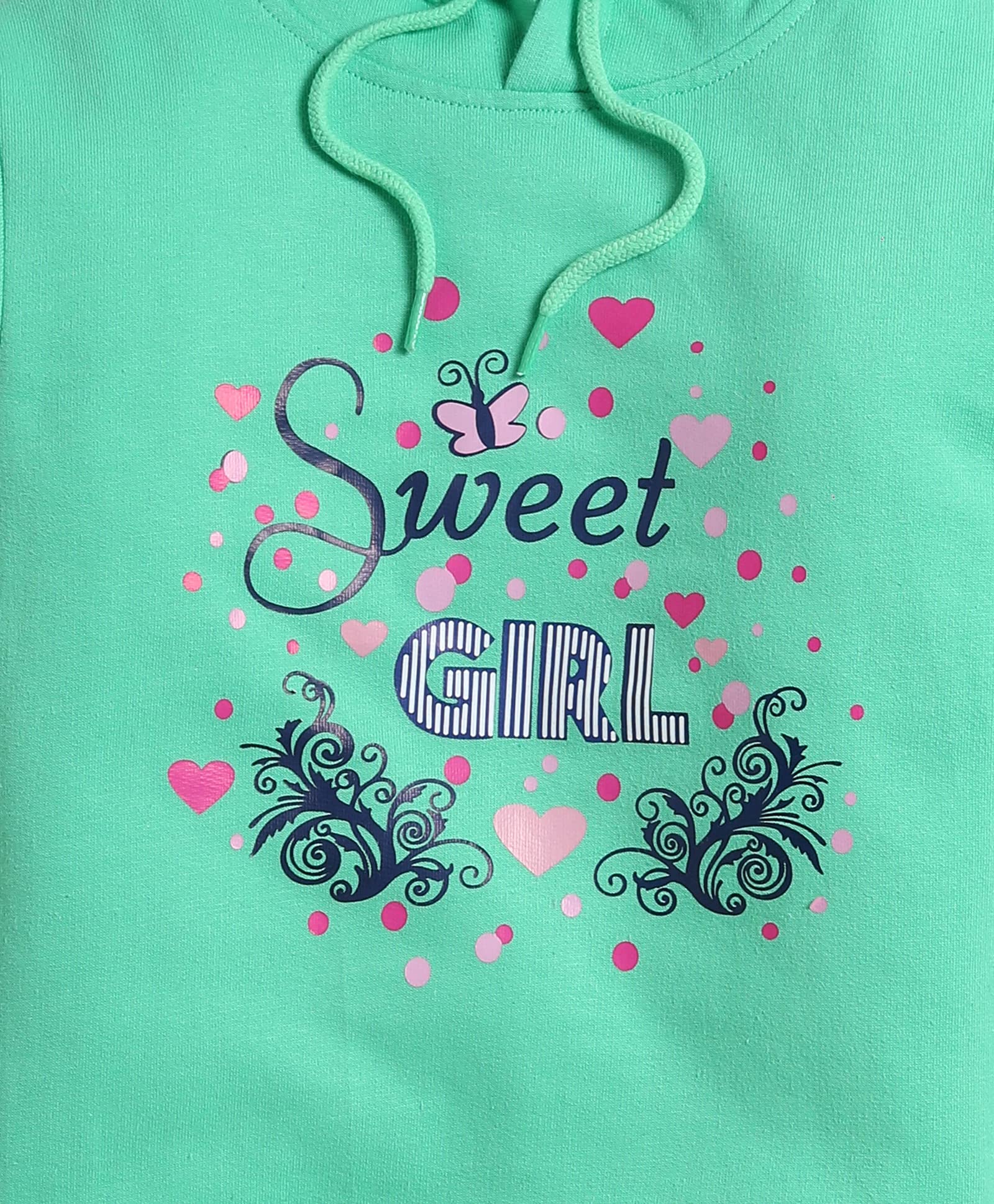 MINITATU Girl's Cotton Neck Hooded Sweatshirt (MT-3298E-AN_Turquoise Green_12-18 Months) 1