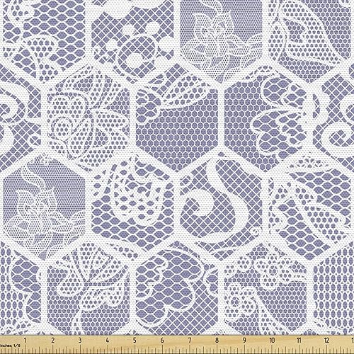 Miniatura 242 de Lunarable - Tela para amantes de perros de The Yard, patrón divertido de animales de dibujos animados en posiciones caprichosas estirando y Beige y