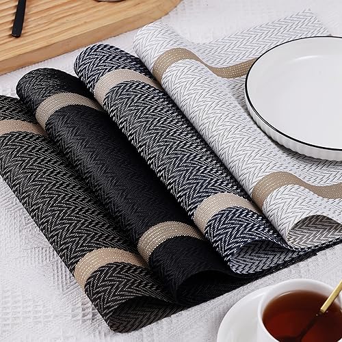 Miniatura 3 de Mantel individual de vinilo, 4 piezas de manteles de PVC resistentes al calor, antideslizantes, duraderos, fáciles de limpiar, 18 x 12 pulgadas